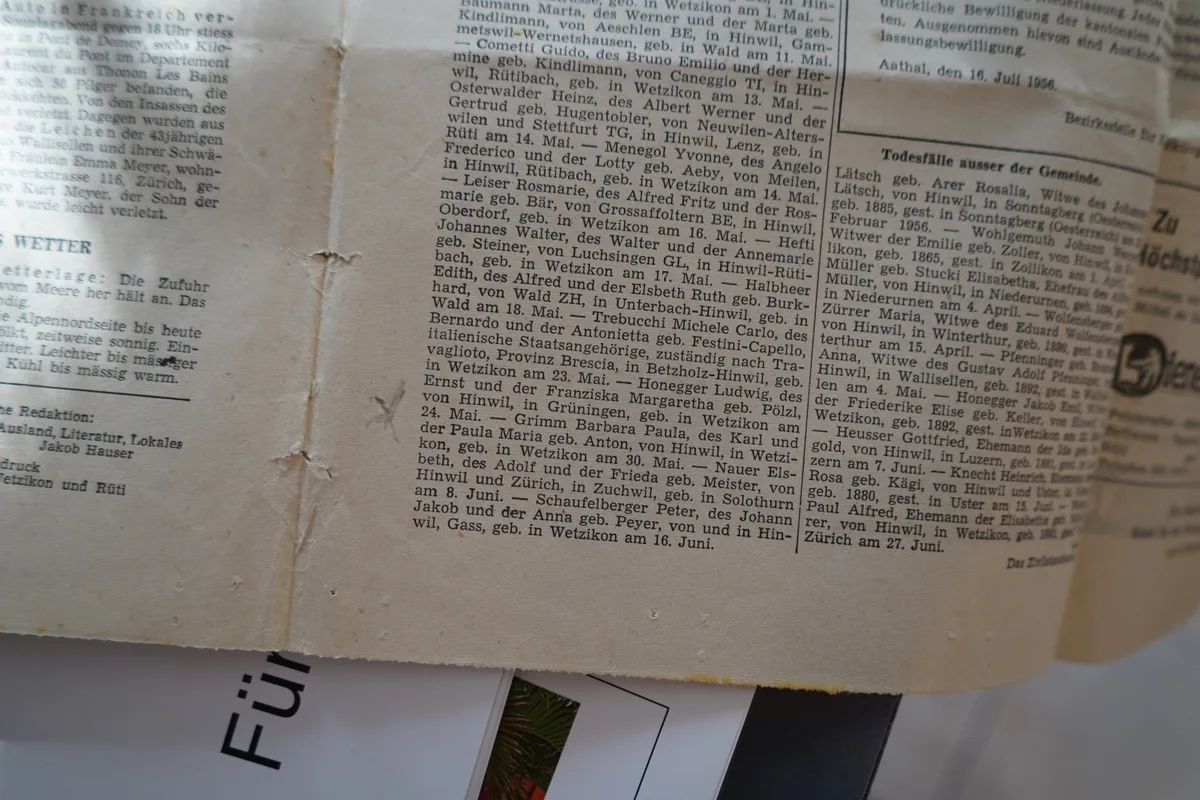 Geburtsannonce der ersten Tochter von Paula und Karl Grimm.